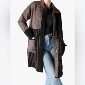 Alison Sherri Women's Black and Brown Sweater Coat size Large